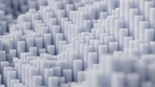 3D-Render-Animation, Schleife, blaue Zylinder, sich bewegend, winkend, abstrakt, Geschäftspädagogik, Medizin