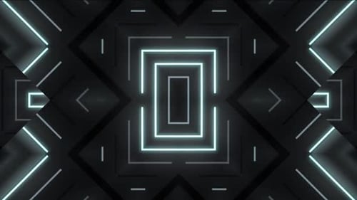 Patrón geométrico abstracto dinámico con luces de neón azules pulsantes