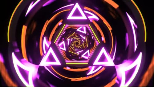 Neon Geometric Tunnel Loop with Abstract Triangles