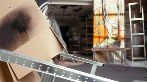 Decaying Building Interior Visited By Urban Explorers