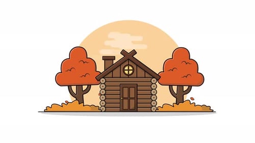 4k Wooden Forest Cottage in Autumn Season Animation Video