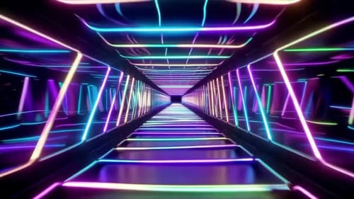 Futuristic Neon Tunnel Cyberpunk Motion Background