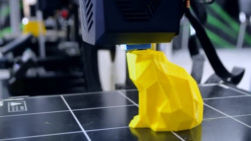 3D Printer Printing Prototype Toy Molten Plastic Process Creating Prototype