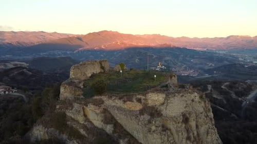Aerial view Castillo de Oris in Pyrenees Mountains in Spain
