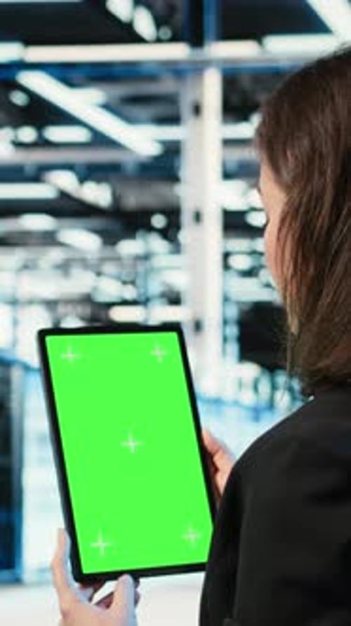 Vertical Video Green Screen Tablet Optimizing Servers and Admin in Data Center