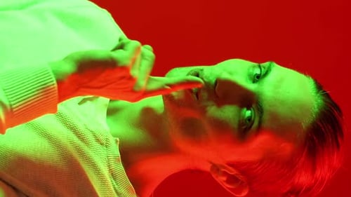 Vertical Hush Gesture Man Secret Neon Light Shh