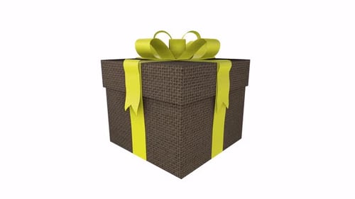 Caja de regalo que gira en bucle sobre fondo blanco
