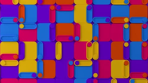 Buntes abstraktes geometrisches 3D-Muster mit Schiebeelementen. Animation in einer Schleife