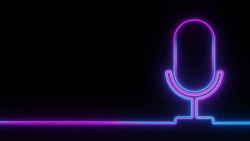 Voice Recording Podcast Neon Microphone Loop Animation Background