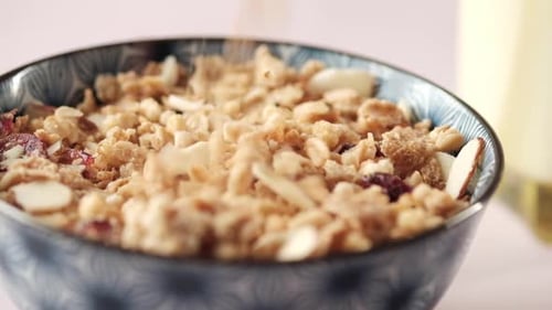 Muesli Chocolate Flavor Cereal Breakfast in Bowl