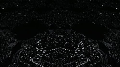 Futuristic Dark Metallic Geometric Grid Loop Background