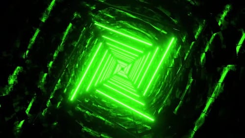 Dynamic green neon tunnel looping for thrilling visual experience