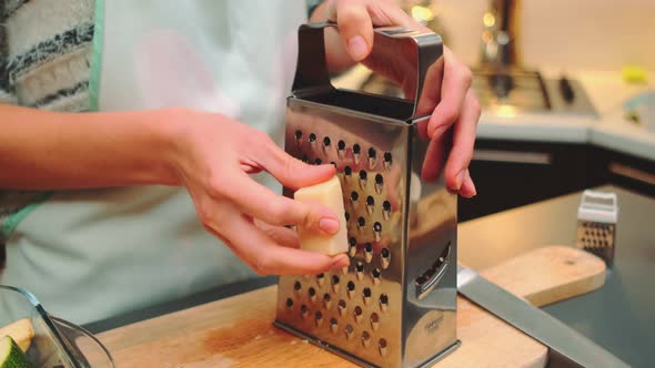 Hands Grating Food with a Stainless Steel Grater, Food Stock Footage ft ...