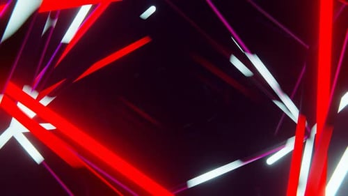 Flug durch einen Tunnel aus roten und weißen Linien VJ Loop