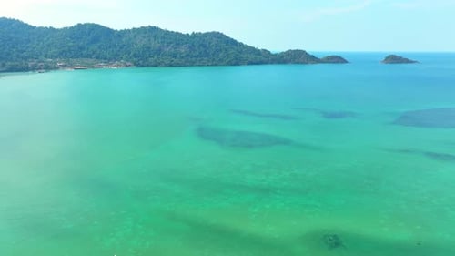 Heavenly paradise: Aerial drone captures stunning tropical sea. 4K.