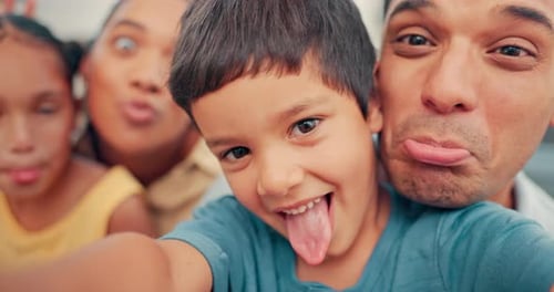 Happy Family Smiles Together in Close-up