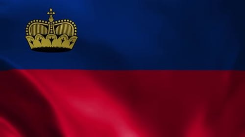 Waving Flag of Liechtenstein with Golden Crown Animation