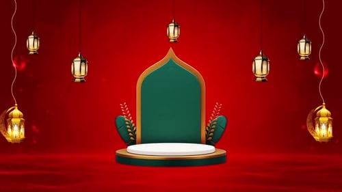 Ramadan Kareem Elegant 3D Display Stage with Lanterns