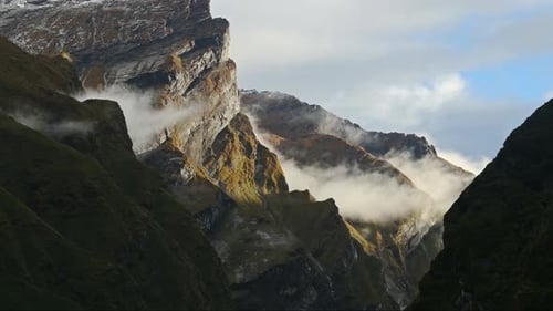 Close Up Rugged Rocky Mountains Landscape, Sharp Rocks and Bare Rugged Mountain Landscape Close Up i