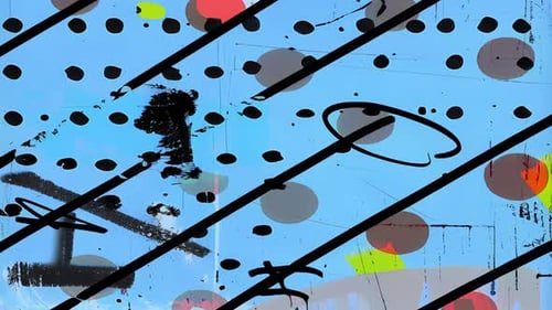 Animación de garabatos abstractos dibujados a mano con coloridos elementos del Pop Art y un dinámico patrón de garabatos