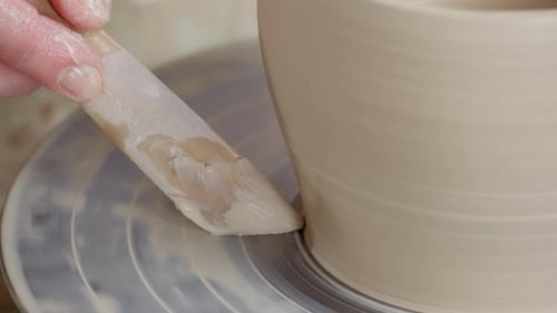 Pottery Forming With Hands on Pottery Wheel