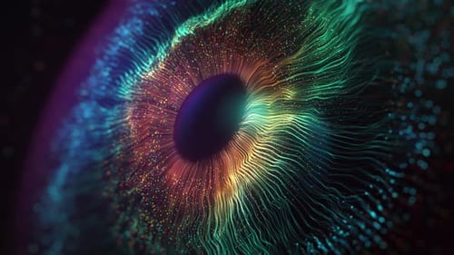 Vibrant Abstract Glowing Particles Eye Animation
