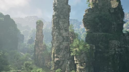 A Stunning Rock Formation Nestled in the Heart of a Lush Chinese Forest