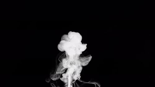 Smoke Rising Against Black Backdrop for Compositing