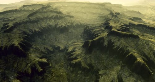 Cinematic Flyover Over Rugged Mountainous Landscape