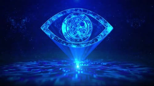 Tech Eye Text with HUD Rotation Digital Technology Interface Sci Fi Hologram Cyberspace