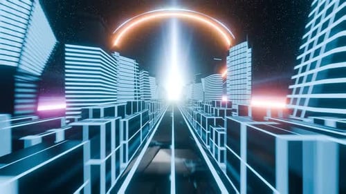 3d render futuristic cyberpunk background, cinematic endless loop