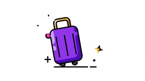 Animated Flat Design Travel Suitcase Icon