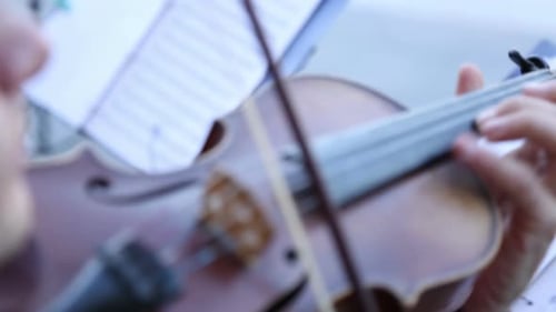 Closeup of a Violinist Playing the Violin