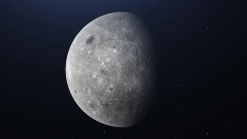 Rotating Moon in Space with Stars