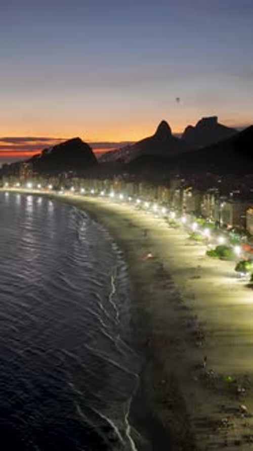 Rio De Janeiro Skyline At Copacabana Beach In Rio De Janeiro Brazil.