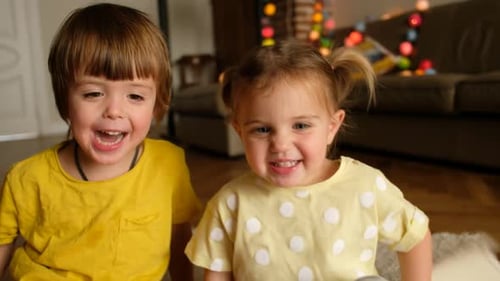 Cute Children Make Faces and Laugh