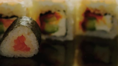 Rolls Serving Maki Sushi Seafood Wrap Seafood