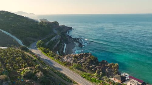 Aerial Video of Waves Hitting Rocky Coast By Azure Mediterranean Sea