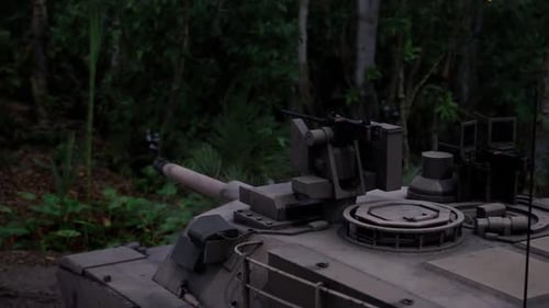 Animated Modern Military Tank Turret Rotating