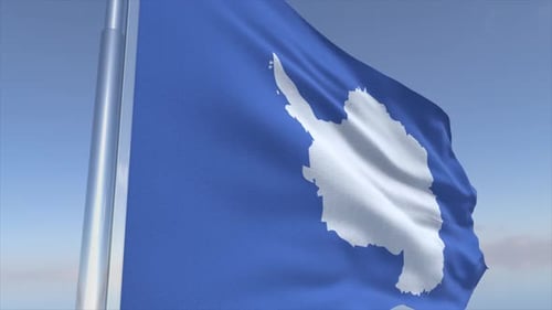 Photorealistic Waving Flag of Antarctica
