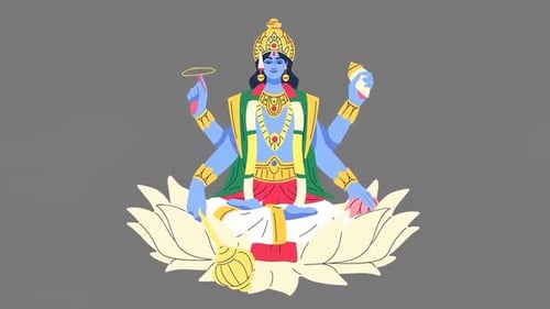 Lord Vishnu Sitting on Lotus - Hindu God & Spirituality