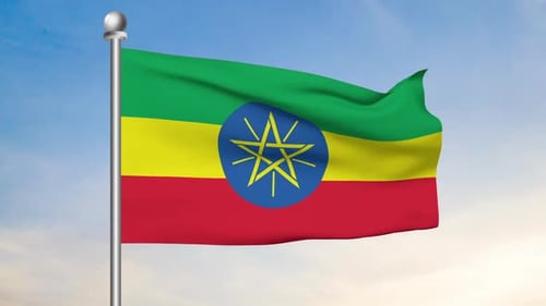 Waving Ethiopian Flag Seamless Loop Animation
