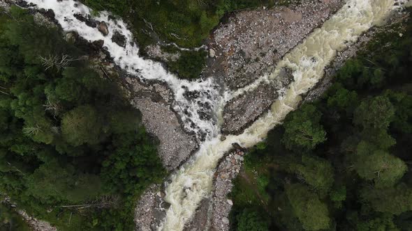 Two Rivers Merging in the Forest Creating Whitewater Rapids, Nature ...