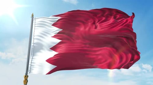 Realistic 3D Bahrain Flag Waving Seamless Loop
