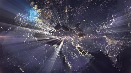 Pixel Art Earth Night Space Rotate and Zoom Shining Country France