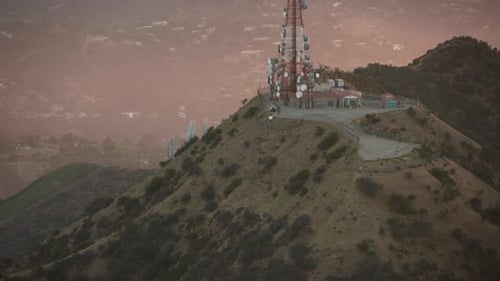 Hollywood Sign Sunset Aerial Los Angeles