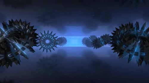 Abstract Futuristic Gears Rotating Loop Motion Background