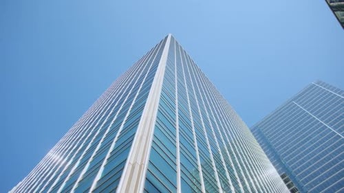 Urban Skyscraper Skyline with Modern Architecture and Towering Cityscape Down View