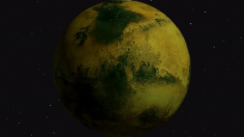 Planet mars sun rise isolate on dark.