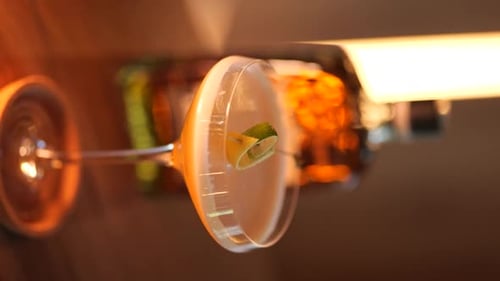 Colorful cocktail in glass bokeh light background or Glasses of cocktails on bar background.Party cl